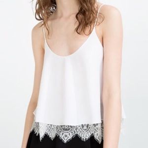 Zara Lace Trim Double Layer Top.